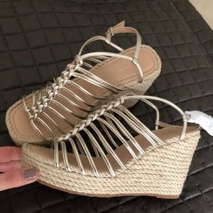 Via spiga gold wedge sandals